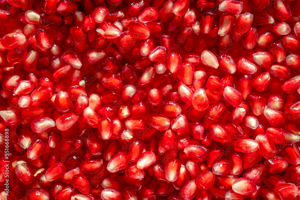 Extreme Close Up of Tasty Red Pomegranate Seeds Extreme Close Up of Tasty Red Pomegranate Seeds