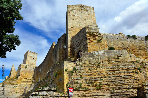 Photos the Lombardia castle and the Pisan tower enna sicily italy
