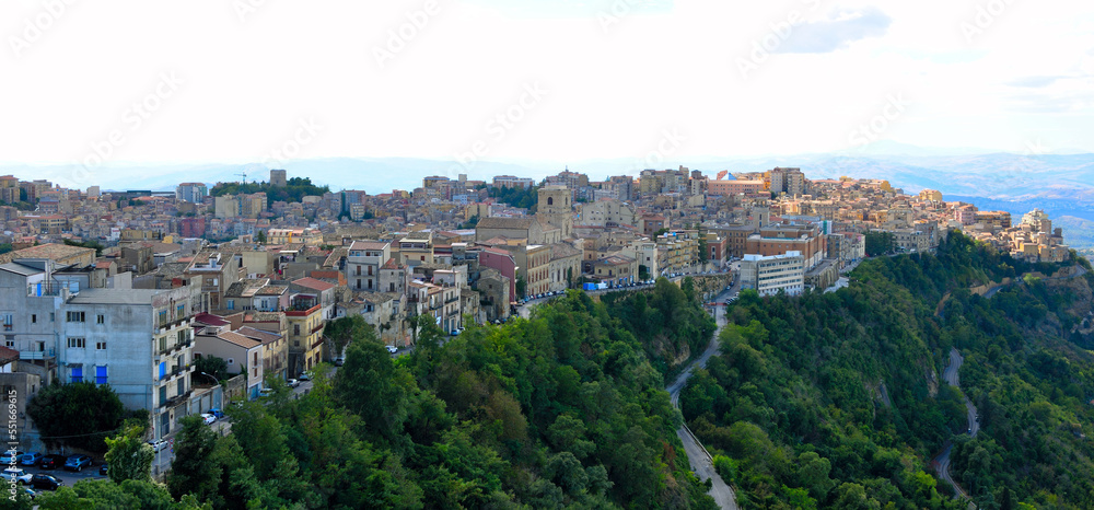 panorama of the historic center of Enna Sicily Italy