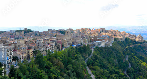 panorama of the historic center of Enna Sicily Italy © maudanros