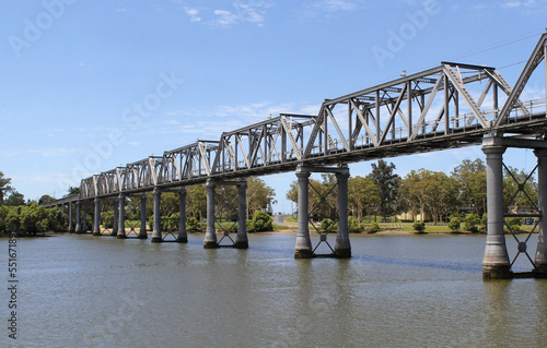 Burnett Railway Bridge over the river in Bundaberg, Queensland, Australia photo