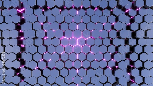 Dynamic Hexagons. Abstract 3d background. Black geometric backdrop.
