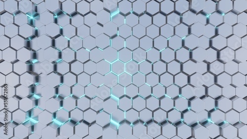Dynamic Hexagons. Abstract 3d background. Black geometric backdrop.
