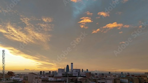 sunrise in BARCELONA WITH CLOUDS