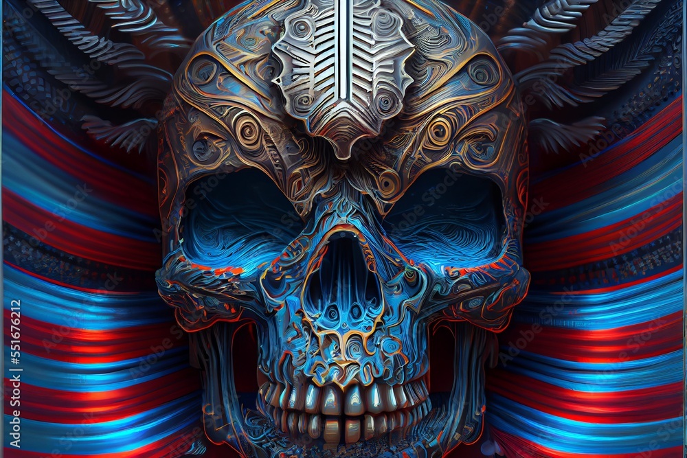 Obraz premium Generative ai abstract render of human skulls
