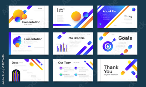 Modern and Colorful Presentation Template Design with Infographic Elements. Use for Presentation, Branding, Marketing, Advertising, Annual Report, Banner, Cover, Landing Page, and Website Design