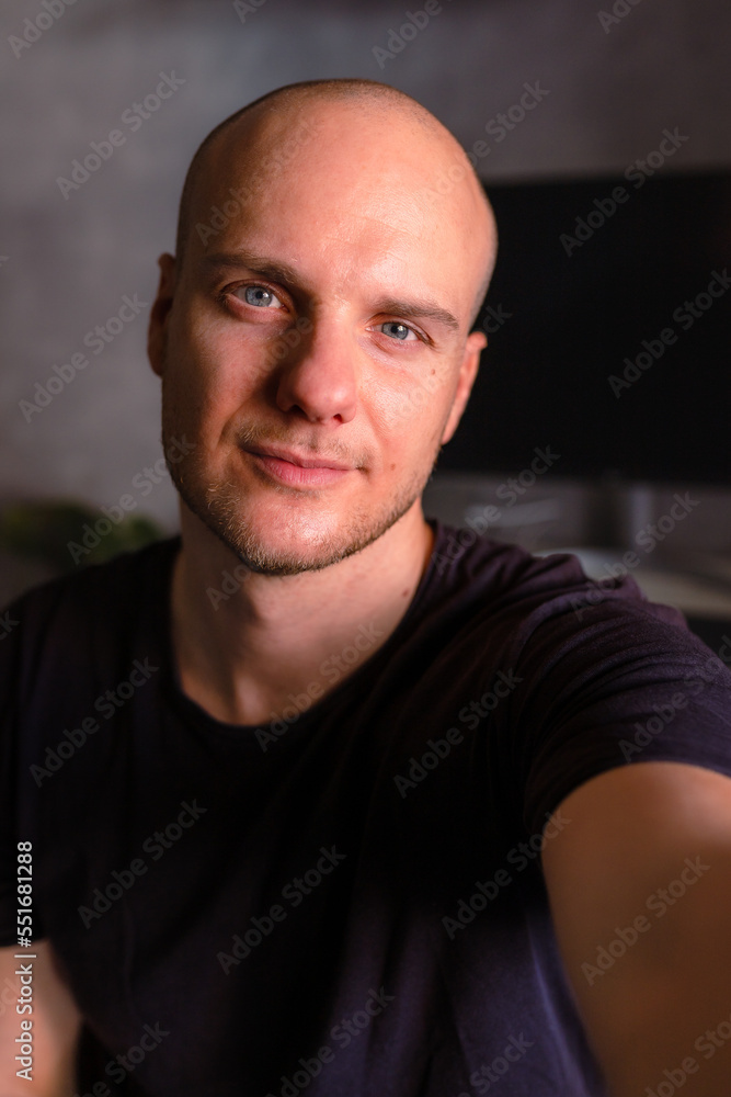Fototapeta premium Selfie of boy in his home studio