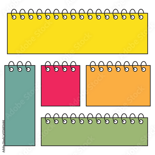 Spiral notebook set, color isolated on white background, vector illustration.