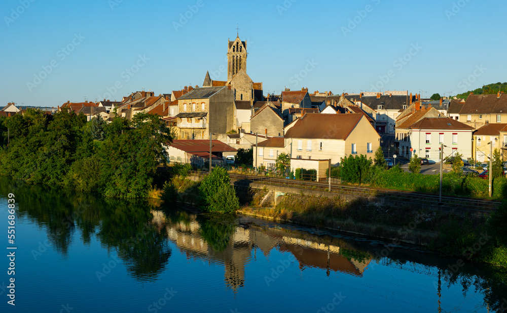 Picturesque view of small French town of Dormans in Marne department, Grand Est region