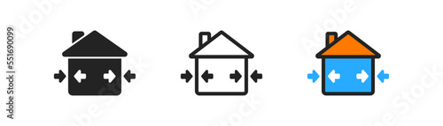 Cold protection outline icon. Warm protection sign. Warmenergy saving house symbol. Warm home. Simple flat design.