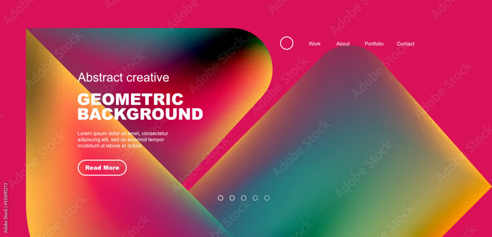 Geometric landing page background. Fluid colors and simple shapes abstract composition. Vector illustration for wallpaper, banner, background, leaflet, catalog, cover, flyer Geometric landing page background. Fluid colors and simple shapes abstract composition. Vector illustration for wallpaper, banner, background, leaflet, catalog, cover, flyer