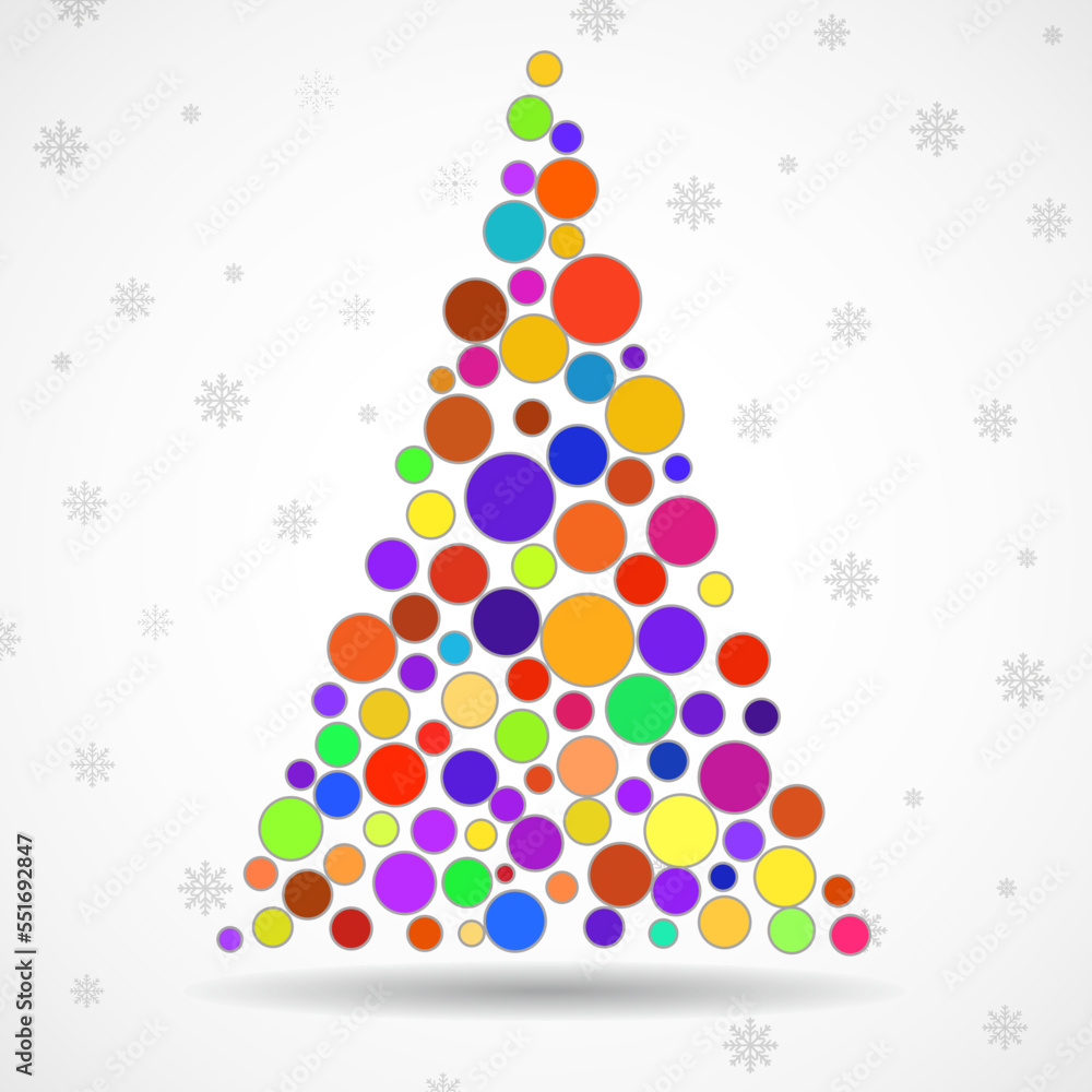 Abstract colorful christmas tree of circles on white background Abstract colorful christmas tree of circles on white background
