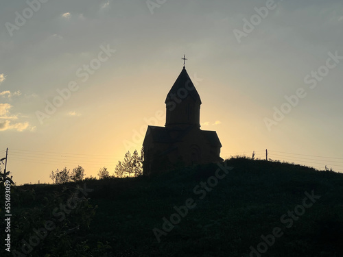 Small Chapel in Armenia in the sunset