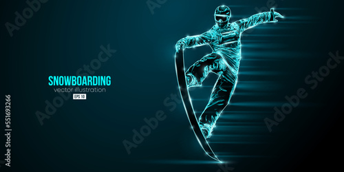 Abstract silhouette of a snowboarding on blue background. The snowboarder man doing a trick. Carving. Vector illustration
