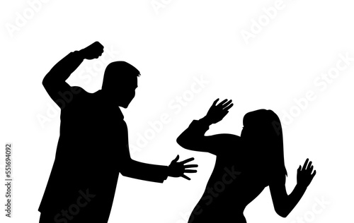 Domestic violence white background. Domestic violence silhouette. A man and a woman of domestic violence. The Best Domestic violence white background. husband and wife quarrel silhouette.