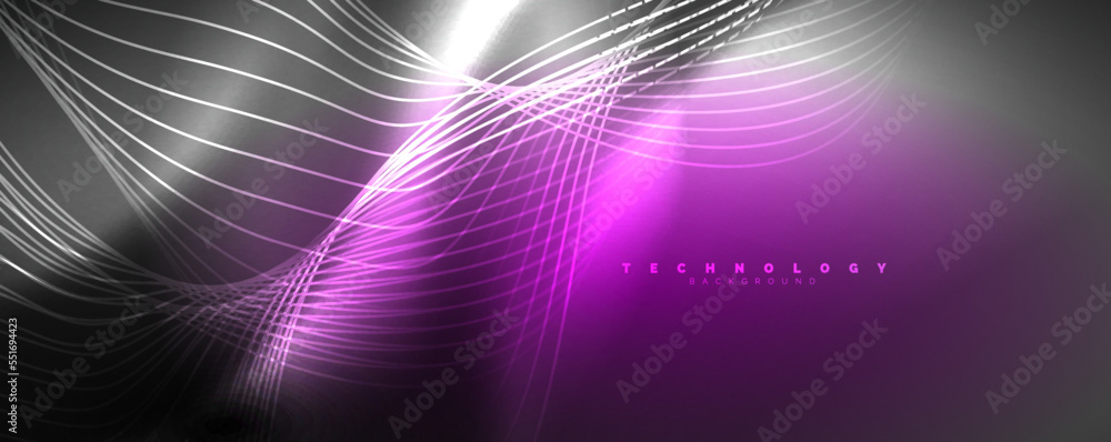Techno neon wave lines, dynamic electric motion, speed concept. Templates for wallpaper, banner, background, landing page, wall art, invitation, prints Techno neon wave lines, dynamic electric motion, speed concept. Templates for wallpaper, banner, background, landing page, wall art, invitation, prints