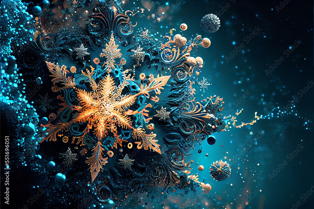 Obraz premium Snowflake Made of Space Dust and Fractals. Generative Art
