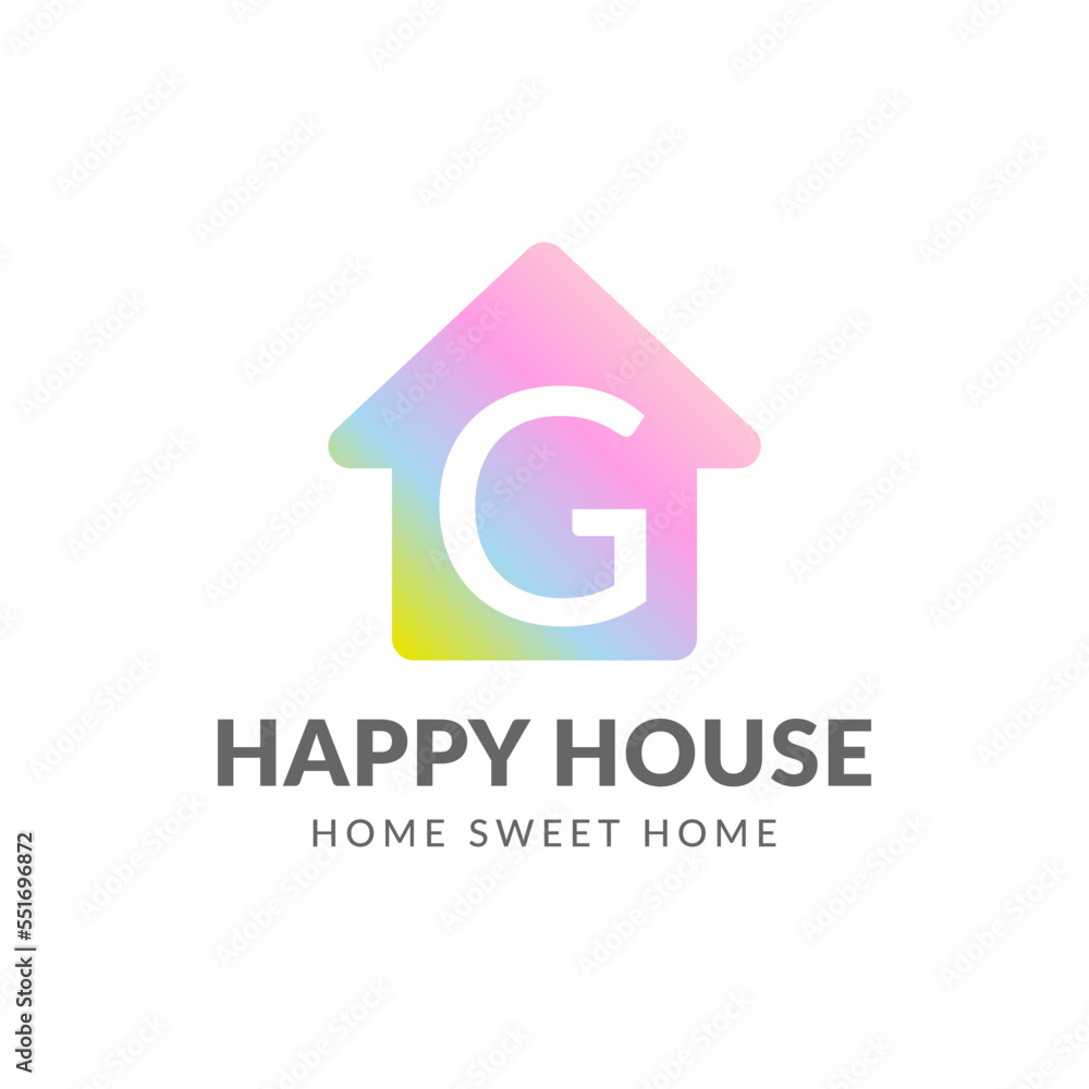 letter G happy house vector logo design letter G happy house vector logo design