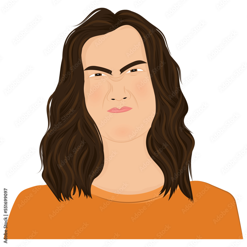 Isolated angry girl realistic character Vector illustration Isolated angry girl realistic character Vector illustration