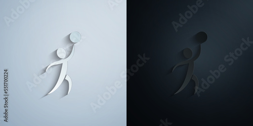 athlete on a treadmill paper icon with shadow vector illustration