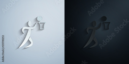 gymnast on bars paper icon with shadow vector illustration