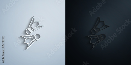 shuttlecocks for badminton paper icon with shadow vector illustration