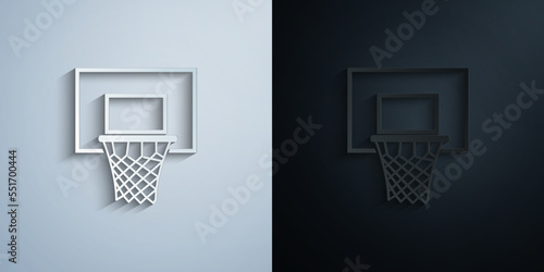 basketball basket paper icon with shadow vector illustration