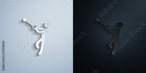 Hammer throw paper icon with shadow vector illustration