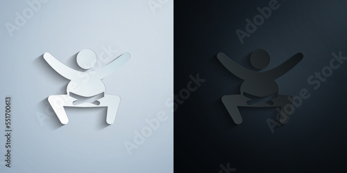Sumo wrestler paper icon with shadow vector illustration
