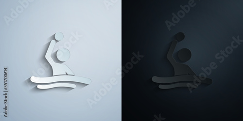 Water polo paper icon with shadow vector illustration