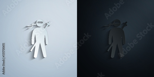 Ninja paper icon with shadow vector illustration