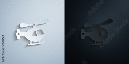 small helicopter toy paper icon with shadow vector illustration