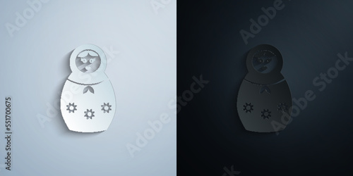 Set of Russian nesting dolls, Matryoshka paper icon with shadow vector illustration