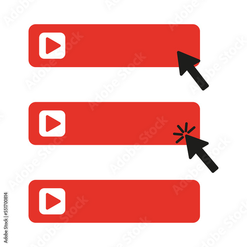 Play button red line. Music poster. Vector illustration. Stock image. 