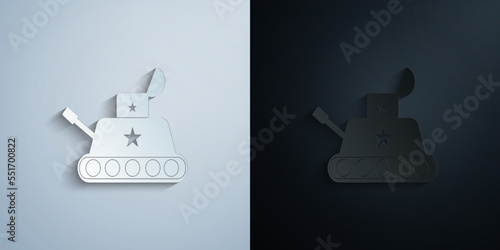 Tank toy paper icon with shadow vector illustration