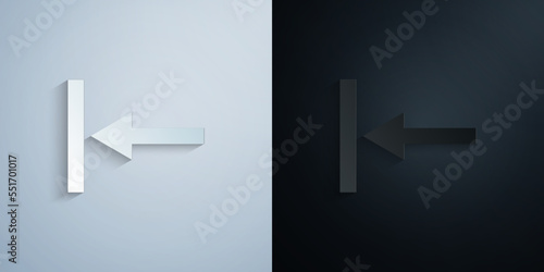 Arrow, backward paper icon with shadow vector illustration