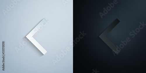 Arrow, backward paper icon with shadow vector illustration