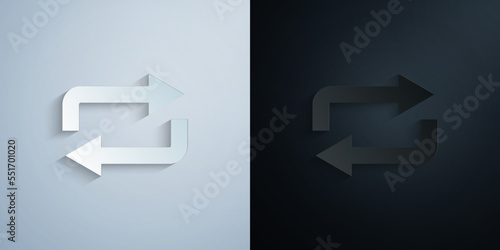 Arrow, refresh paper icon with shadow vector illustration
