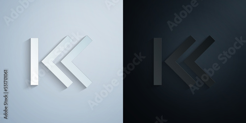 Arrow, backward paper icon with shadow vector illustration