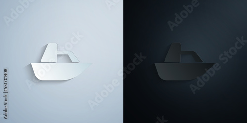 Boat, speed, yacht paper icon with shadow vector illustration