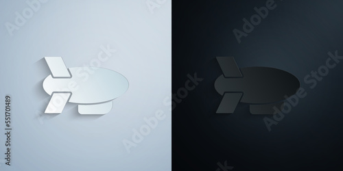 Airship, transport, zeppelin paper icon with shadow vector illustration