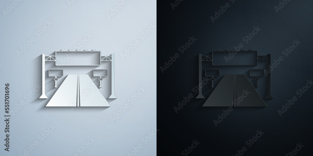Naklejka premium billboards on the road paper icon with shadow vector illustration