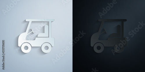 electric golf cart paper icon with shadow vector illustration