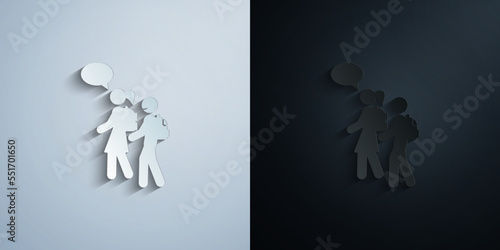 going to school children paper icon with shadow vector illustration