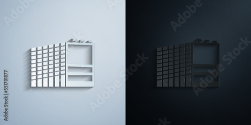 billboard at office building paper icon with shadow vector illustration