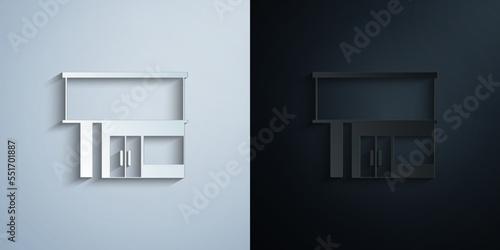 billboard on office building paper icon with shadow vector illustration
