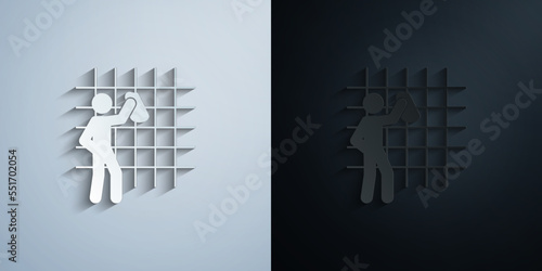 man scrubbing paper icon with shadow vector illustration