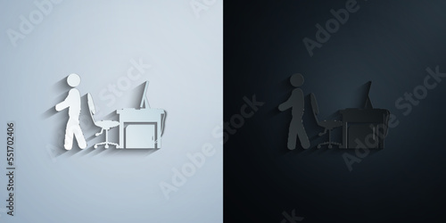 man leaving paper icon with shadow vector illustration