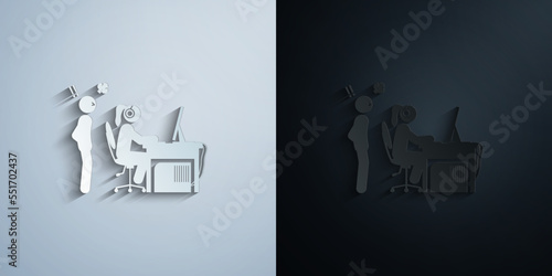 man addiction paper icon with shadow vector illustration