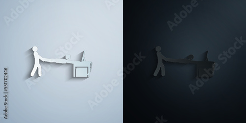 man addiction paper icon with shadow vector illustration